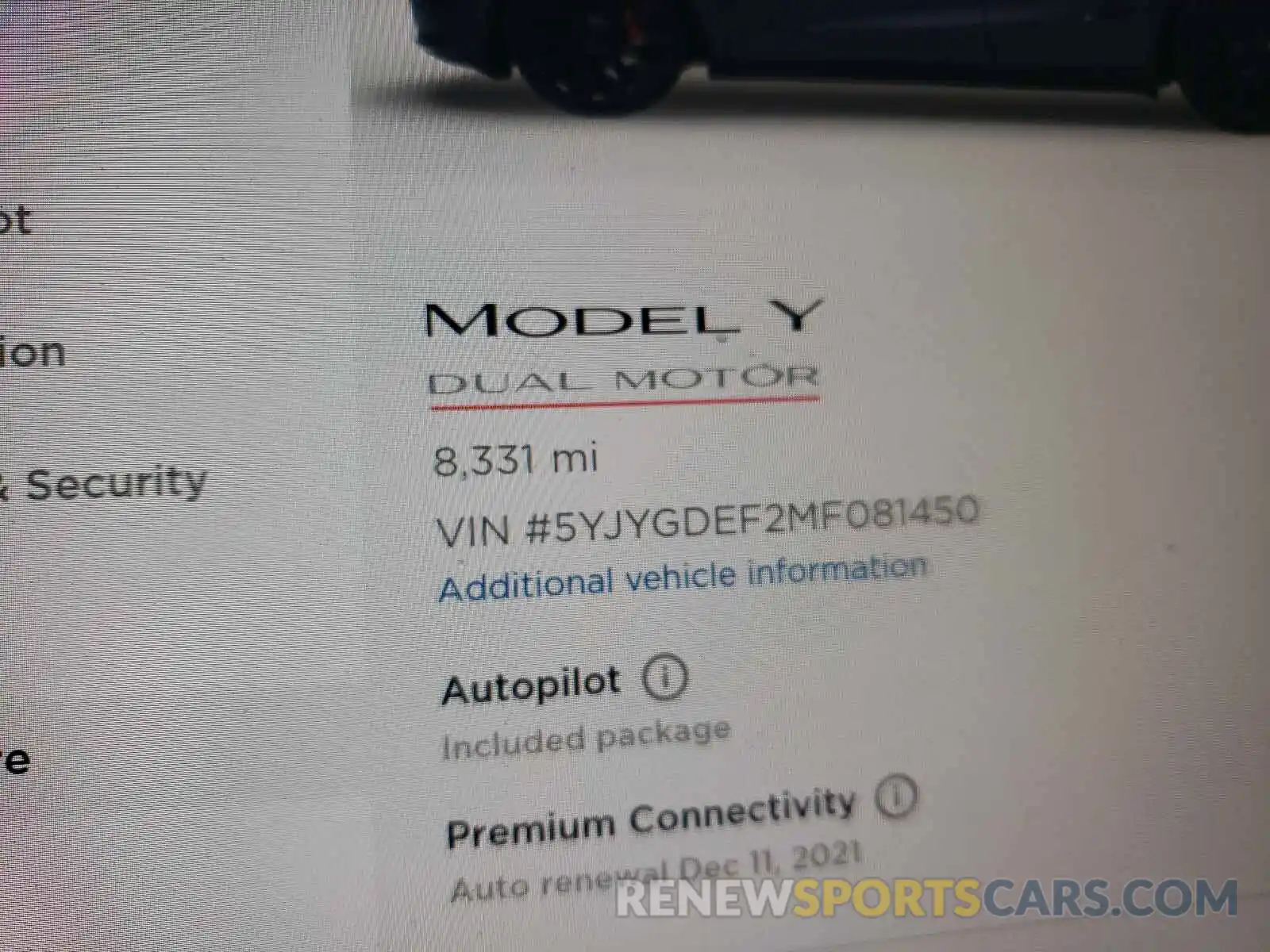 8 Photograph of a damaged car 5YJYGDEF2MF081450 TESLA MODEL Y 2021