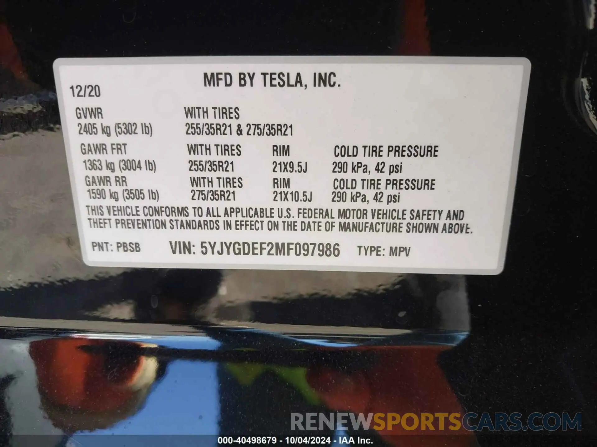 9 Photograph of a damaged car 5YJYGDEF2MF097986 TESLA MODEL Y 2021