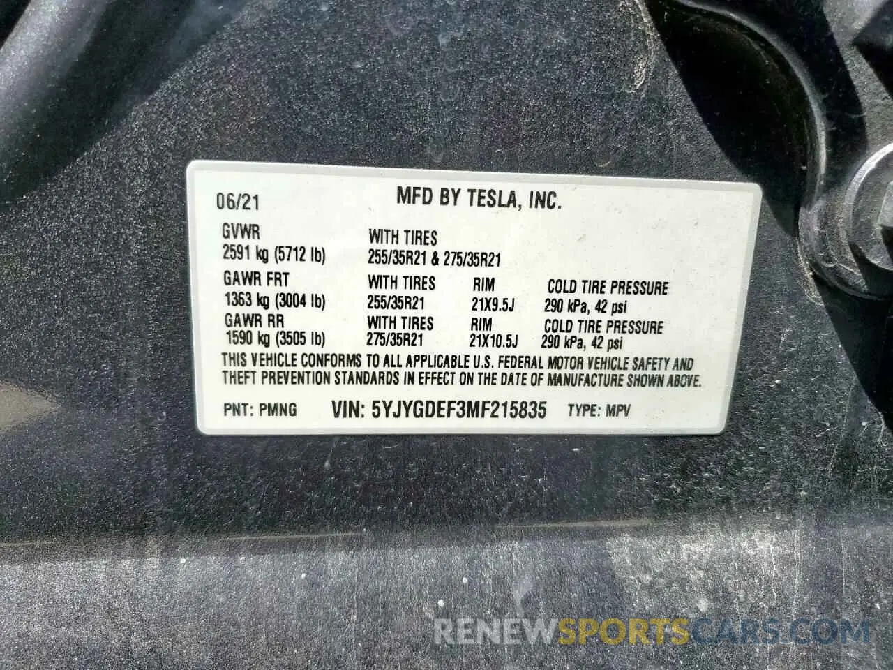13 Photograph of a damaged car 5YJYGDEF3MF215835 TESLA MODEL Y 2021