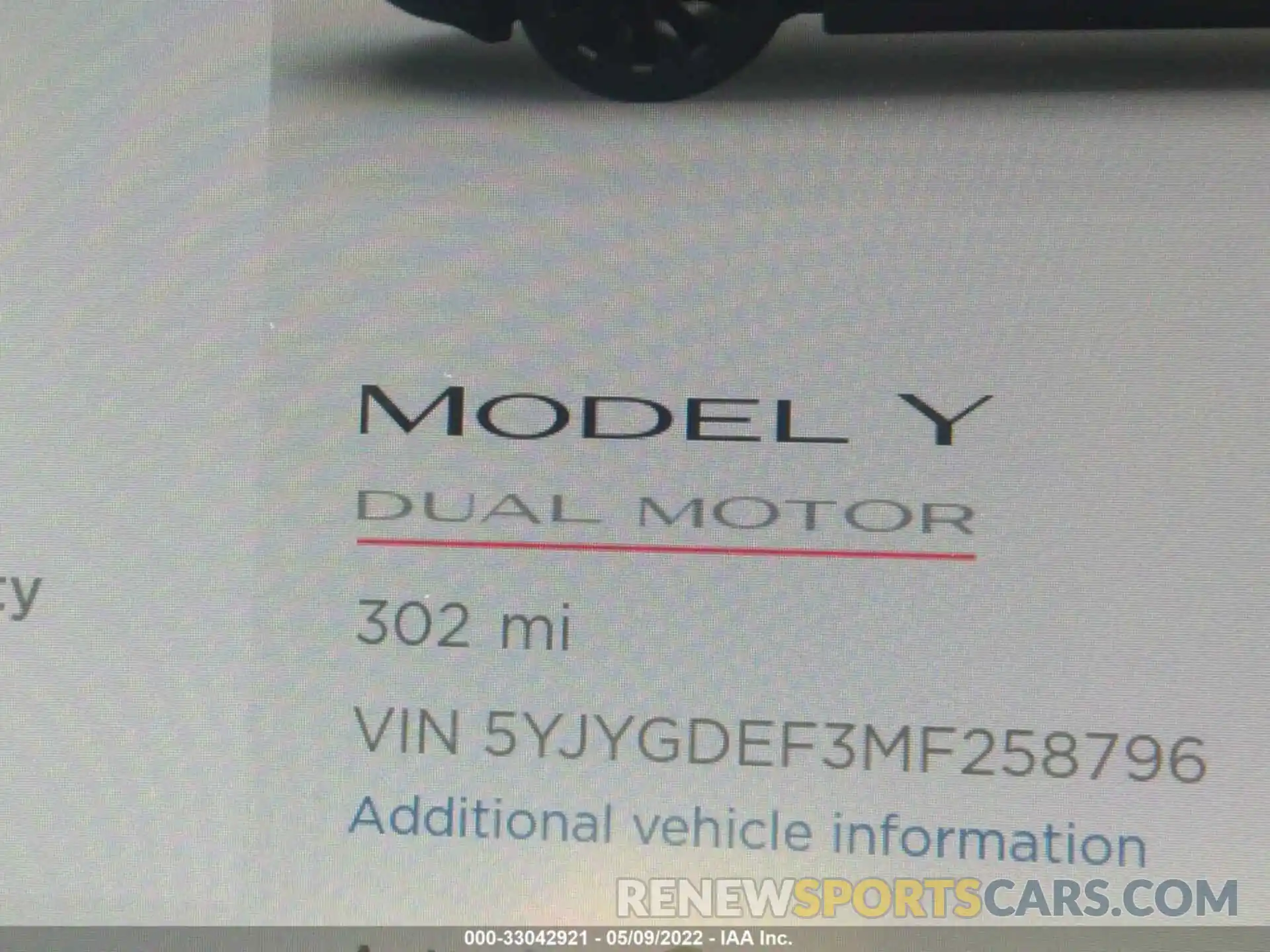 7 Photograph of a damaged car 5YJYGDEF3MF258796 TESLA MODEL Y 2021