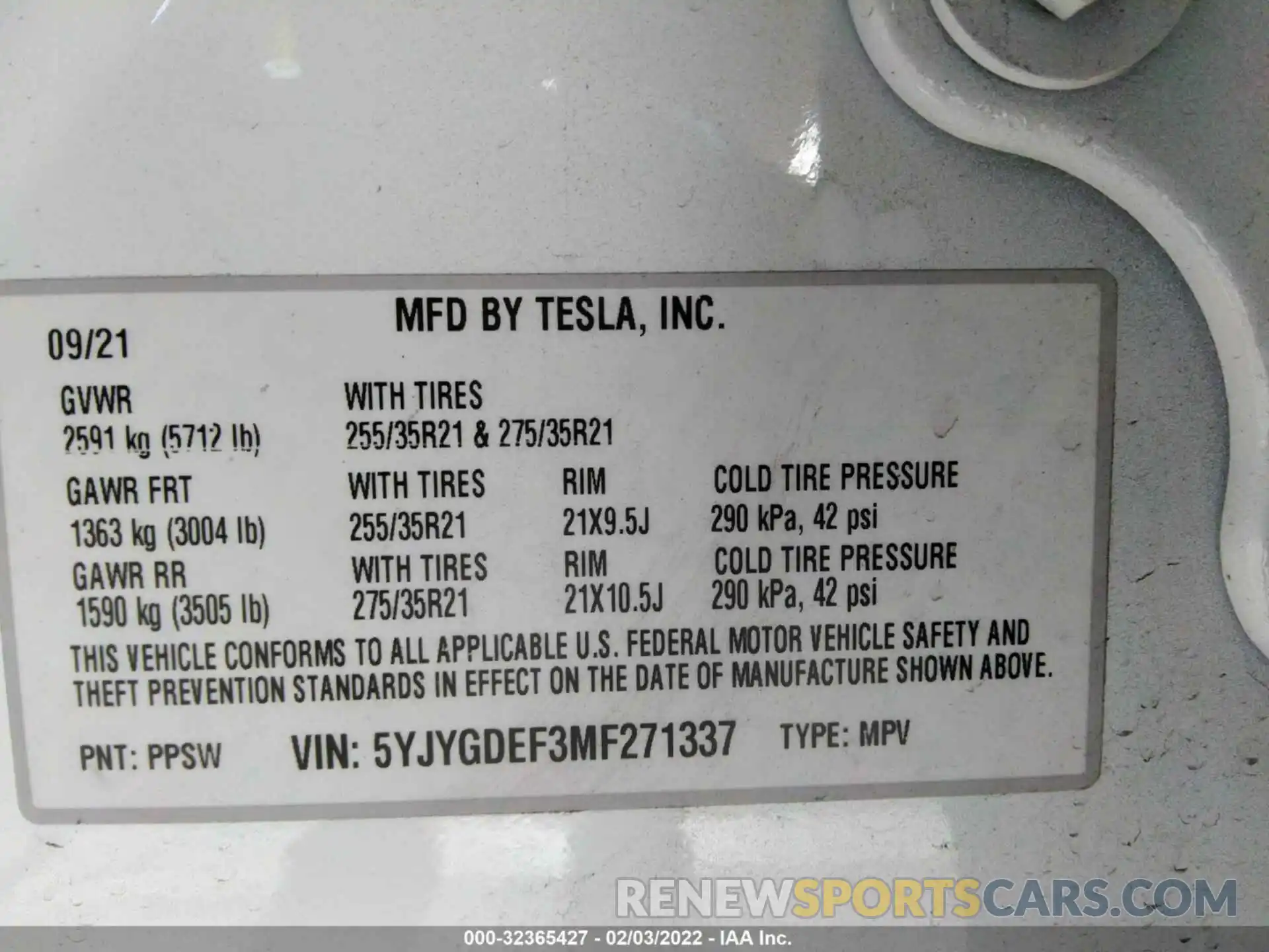 9 Photograph of a damaged car 5YJYGDEF3MF271337 TESLA MODEL Y 2021