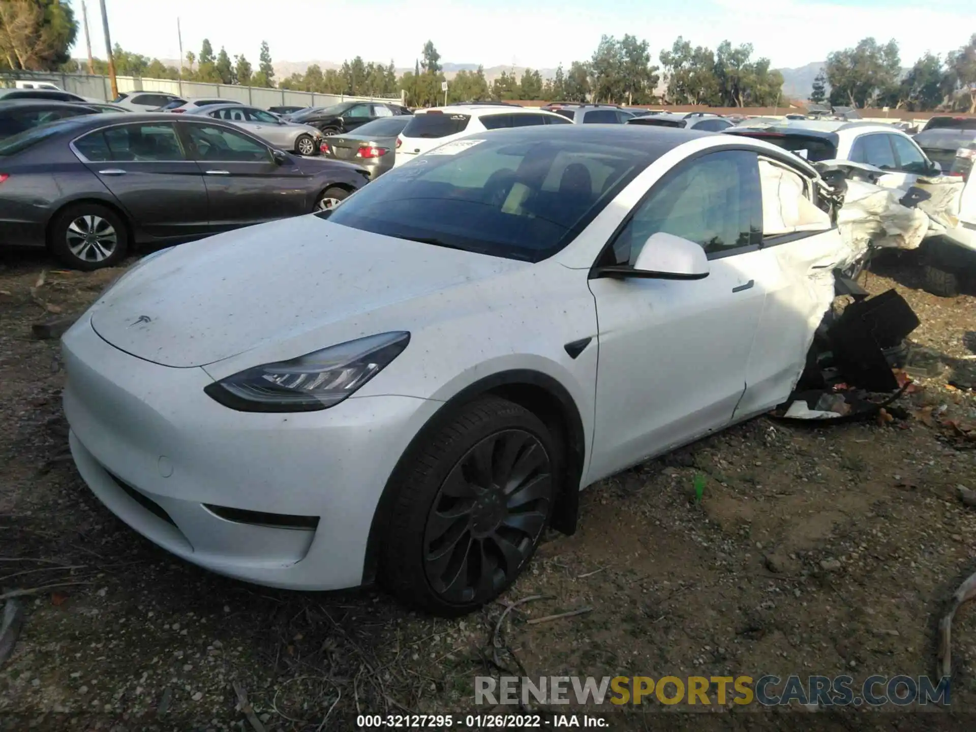 2 Photograph of a damaged car 5YJYGDEF4MF092238 TESLA MODEL Y 2021