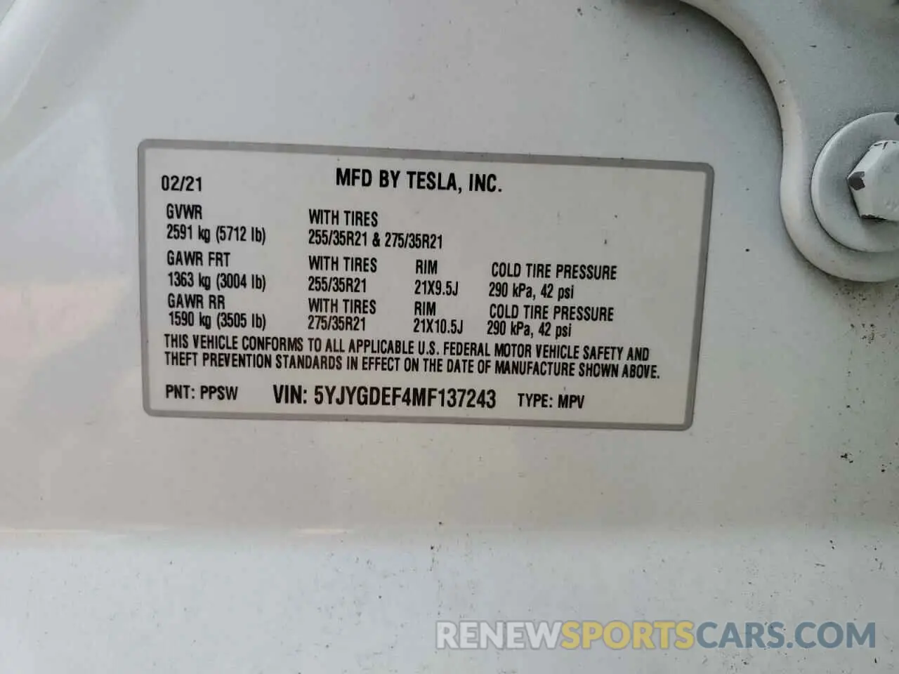 14 Photograph of a damaged car 5YJYGDEF4MF137243 TESLA MODEL Y 2021