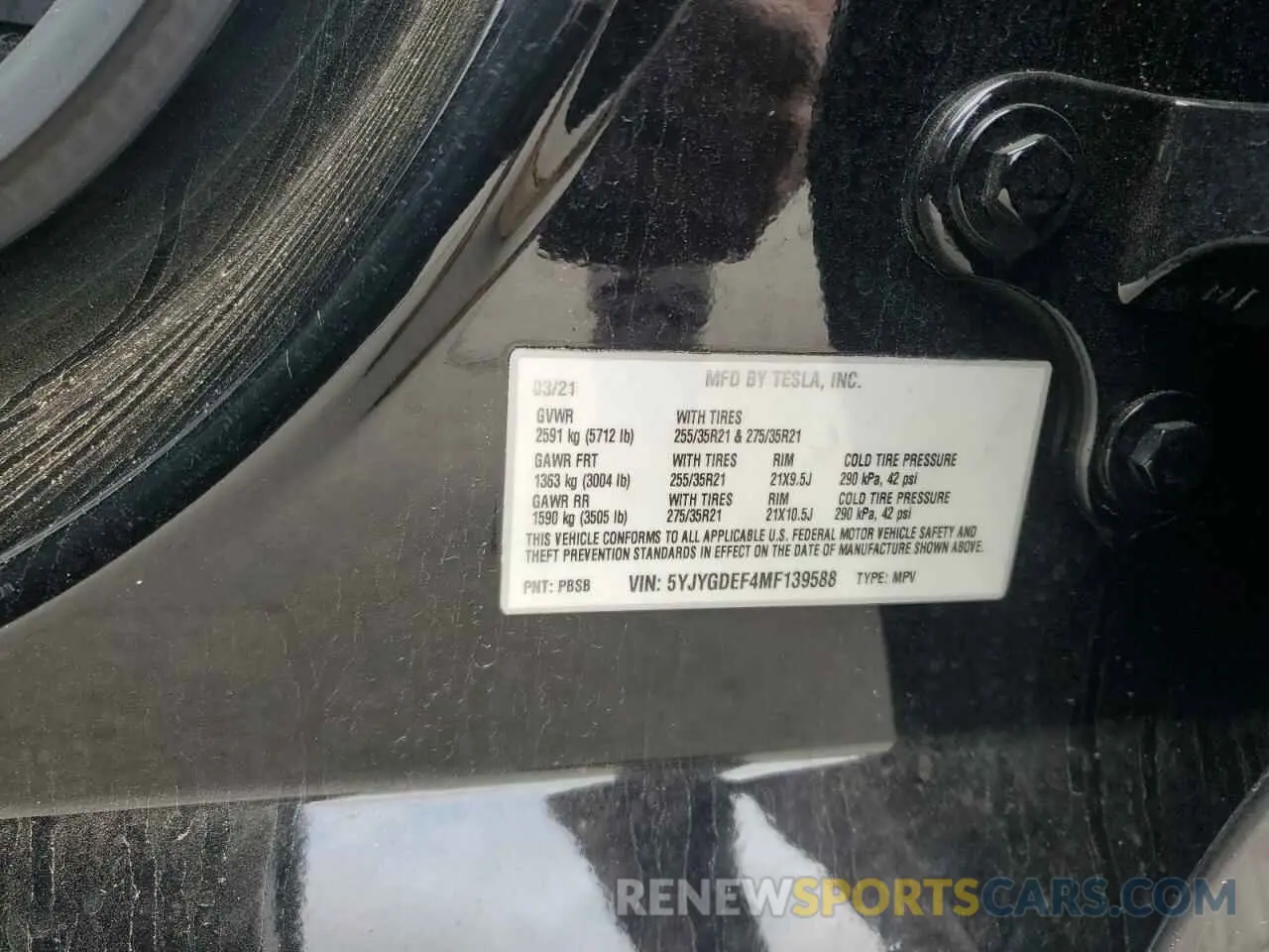 13 Photograph of a damaged car 5YJYGDEF4MF139588 TESLA MODEL Y 2021