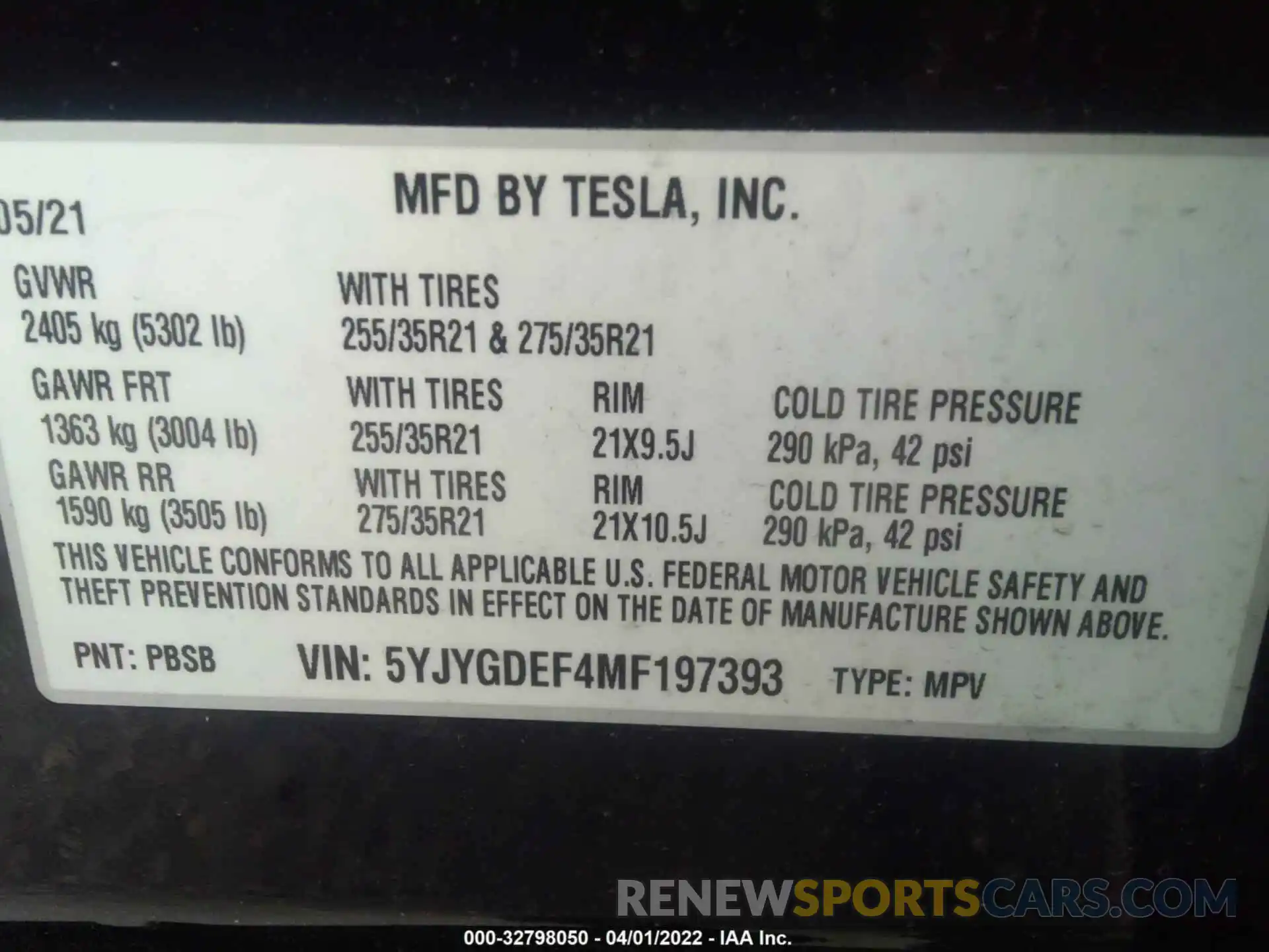 9 Photograph of a damaged car 5YJYGDEF4MF197393 TESLA MODEL Y 2021