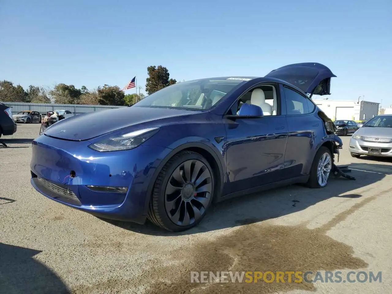 1 Photograph of a damaged car 5YJYGDEF4MF298255 TESLA MODEL Y 2021