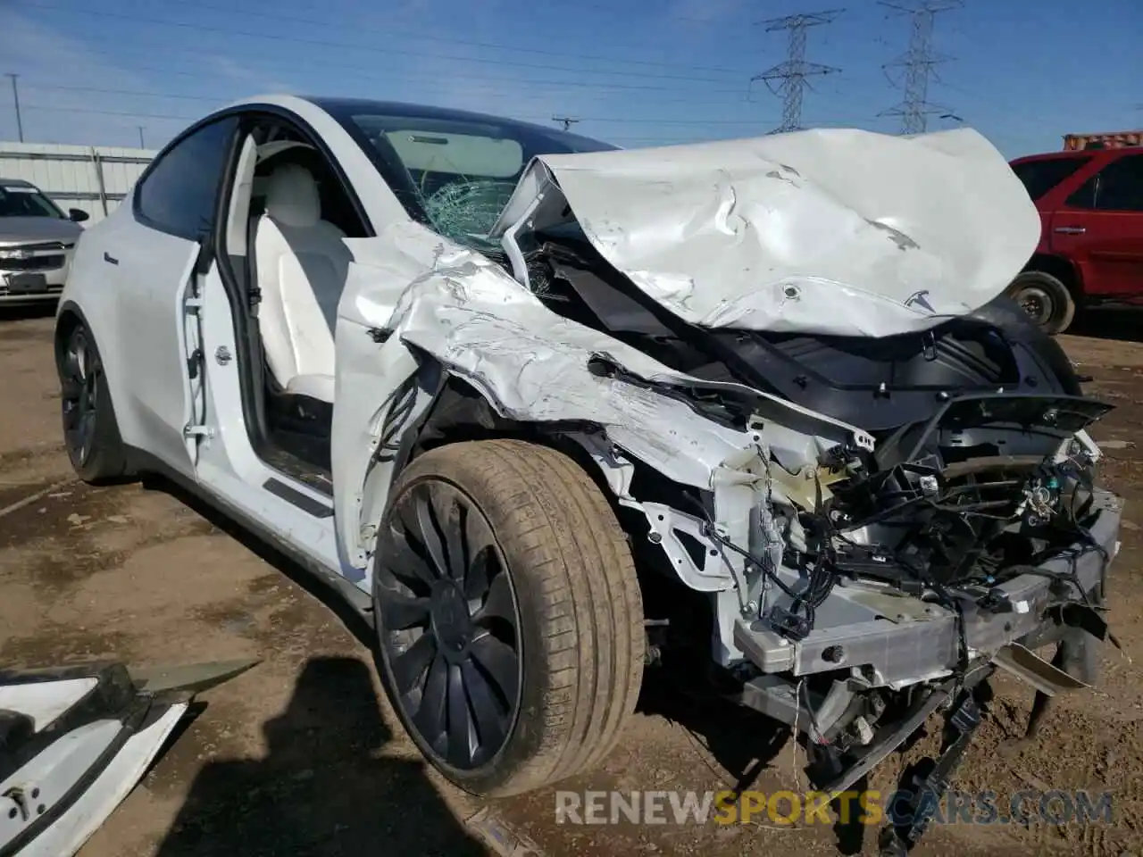 1 Photograph of a damaged car 5YJYGDEF5MF079109 TESLA MODEL Y 2021