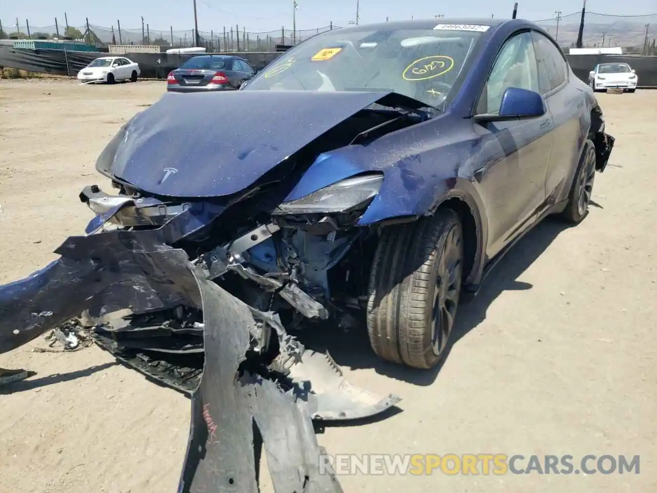 2 Photograph of a damaged car 5YJYGDEF5MF134075 TESLA MODEL Y 2021