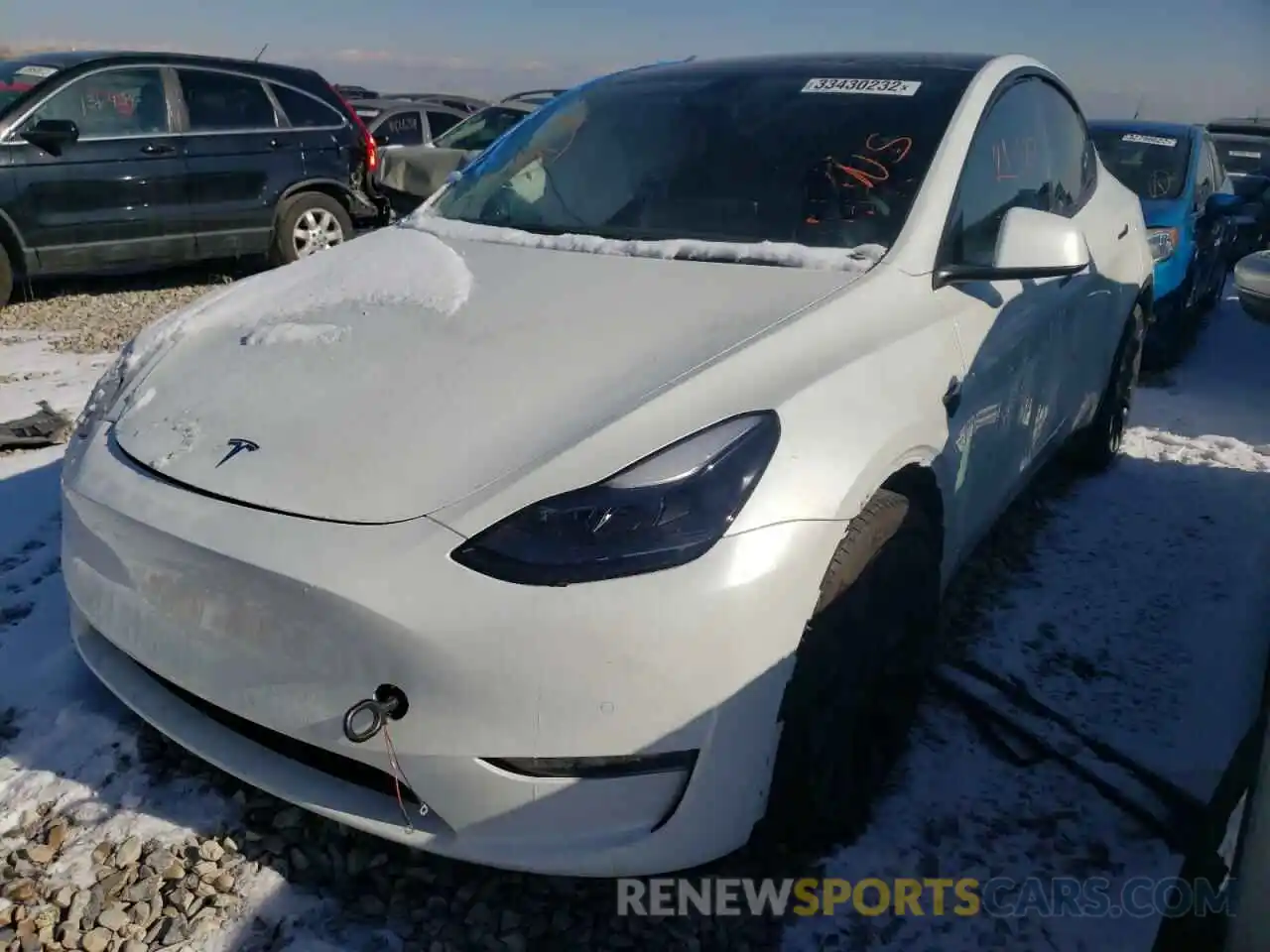 2 Photograph of a damaged car 5YJYGDEF5MF146730 TESLA MODEL Y 2021