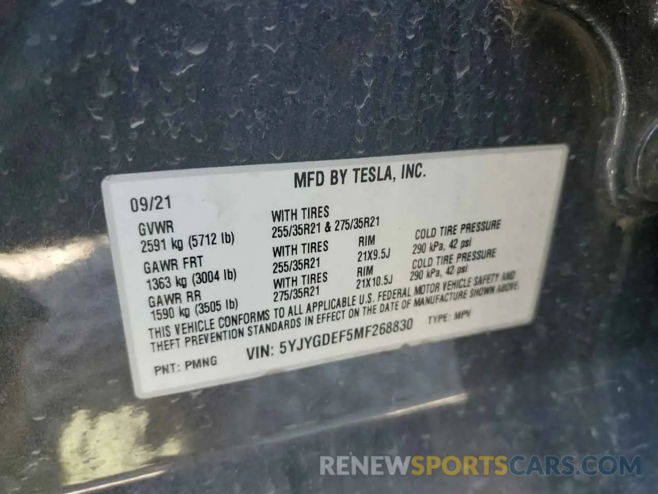12 Photograph of a damaged car 5YJYGDEF5MF268830 TESLA MODEL Y 2021