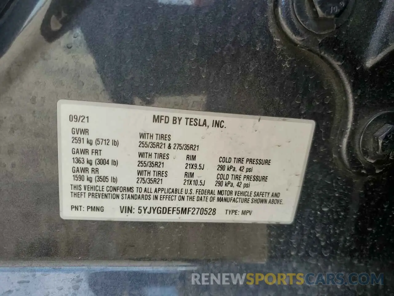 13 Photograph of a damaged car 5YJYGDEF5MF270528 TESLA MODEL Y 2021