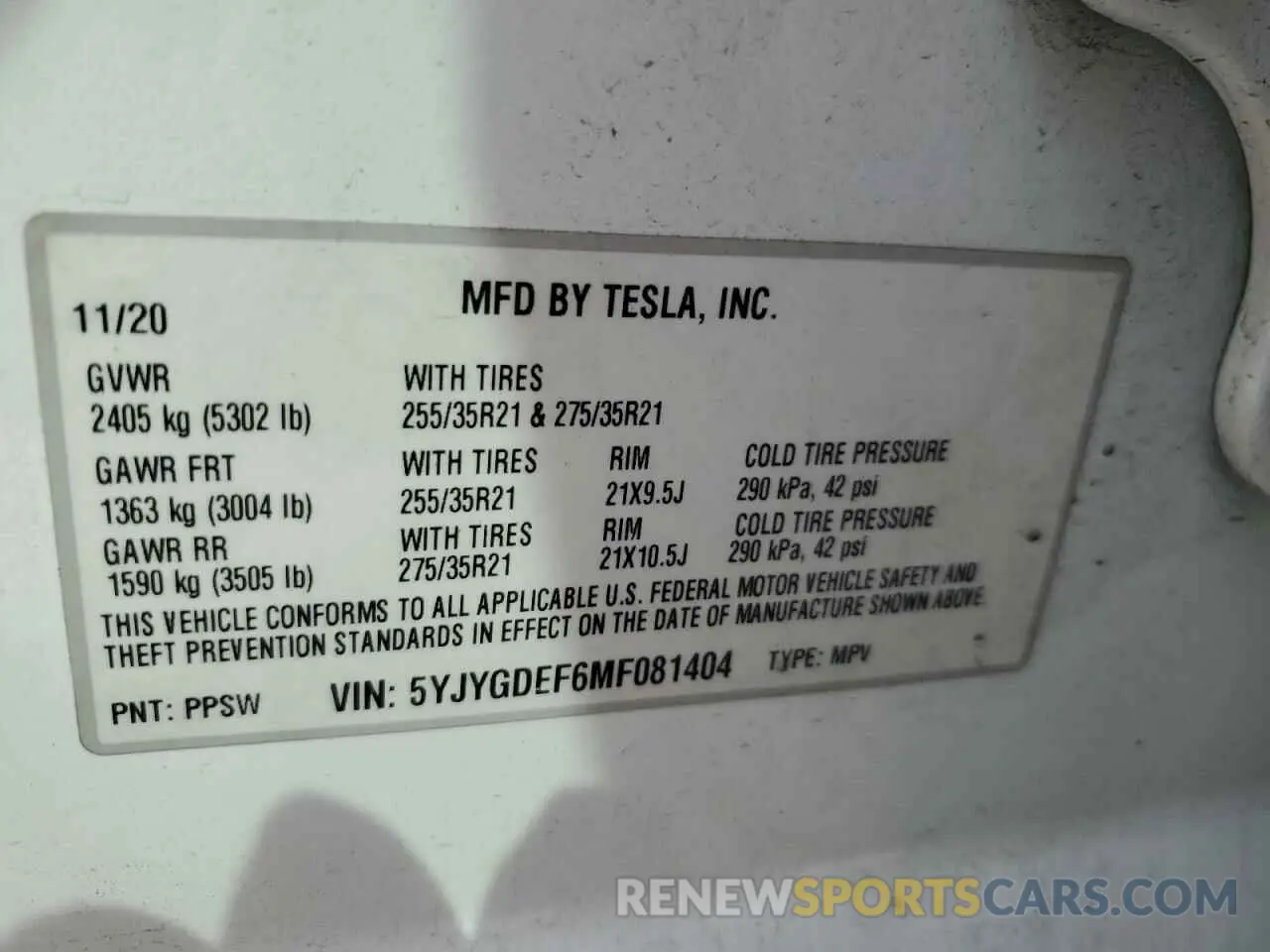 12 Photograph of a damaged car 5YJYGDEF6MF081404 TESLA MODEL Y 2021