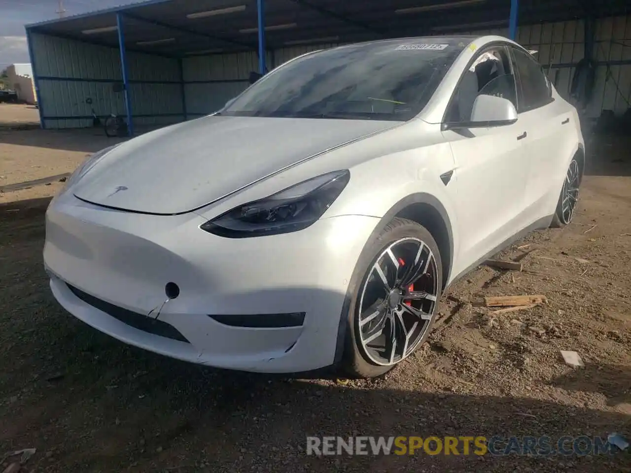 2 Photograph of a damaged car 5YJYGDEF6MF211648 TESLA MODEL Y 2021