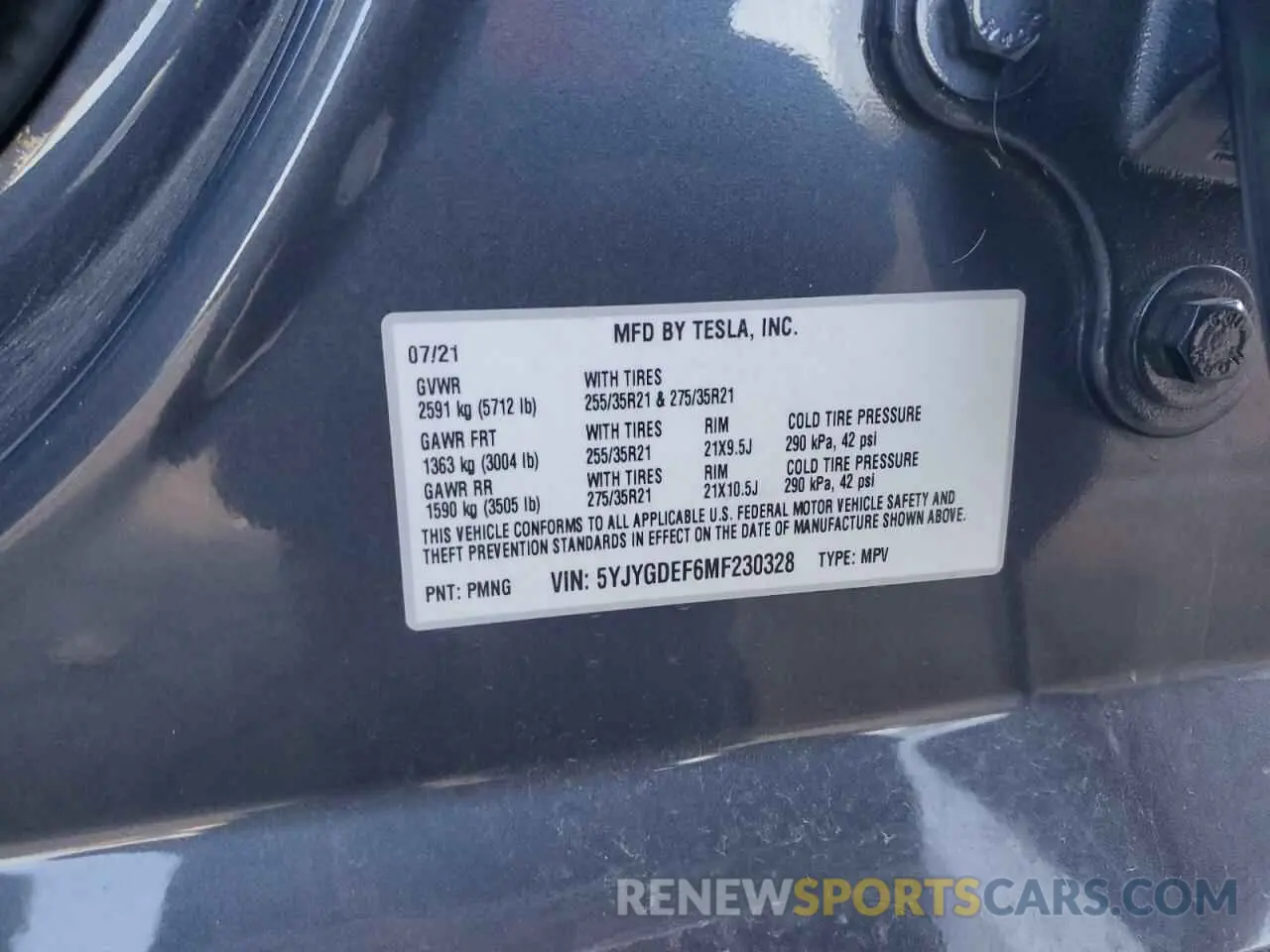 12 Photograph of a damaged car 5YJYGDEF6MF230328 TESLA MODEL Y 2021