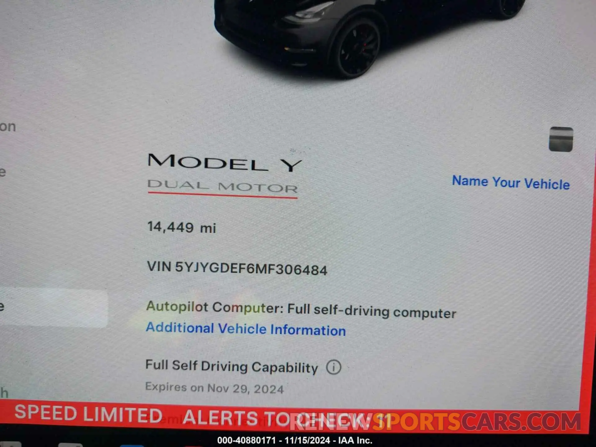 15 Photograph of a damaged car 5YJYGDEF6MF306484 TESLA MODEL Y 2021