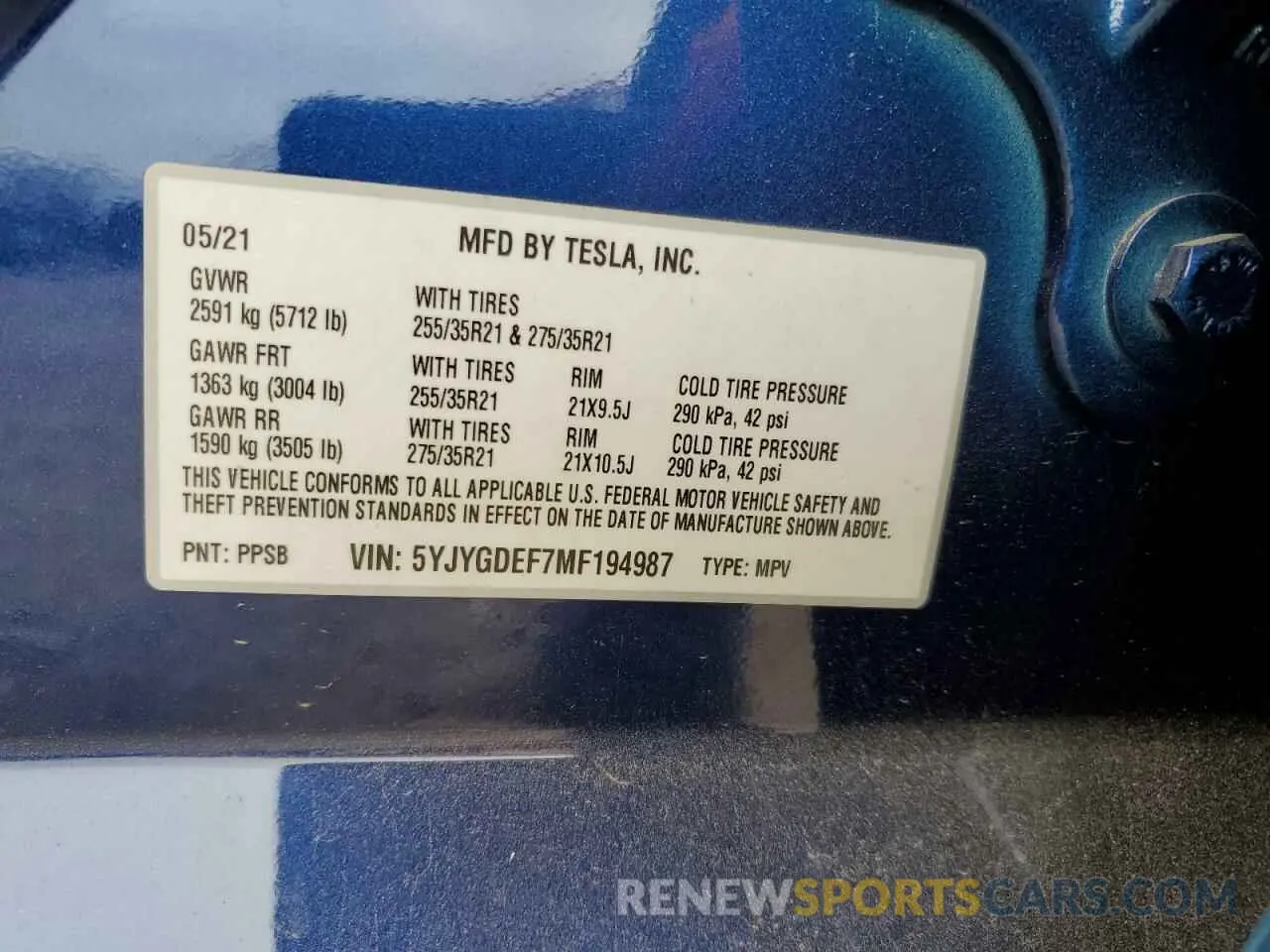 12 Photograph of a damaged car 5YJYGDEF7MF194987 TESLA MODEL Y 2021