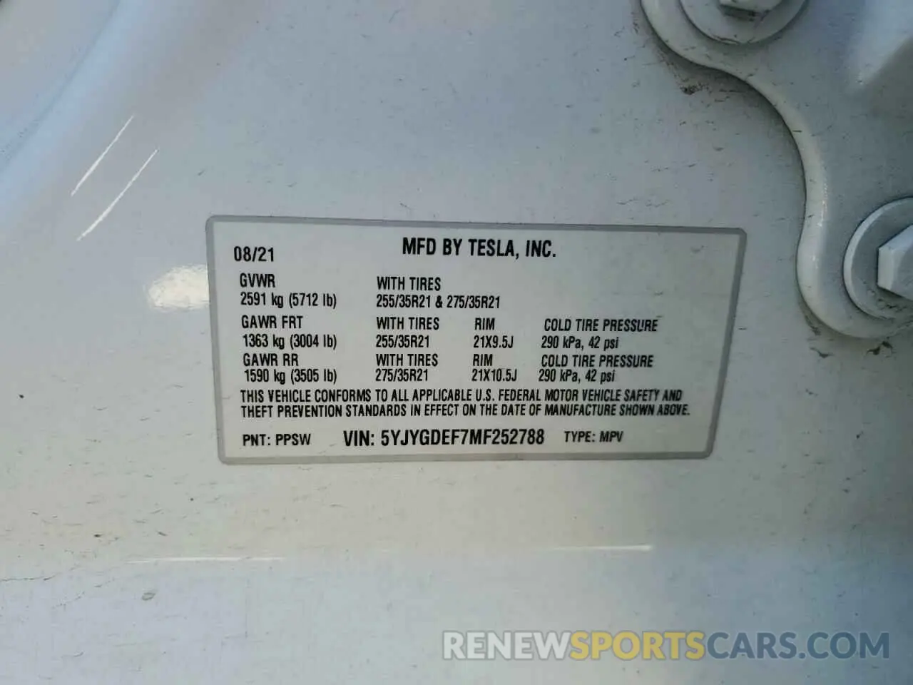 12 Photograph of a damaged car 5YJYGDEF7MF252788 TESLA MODEL Y 2021