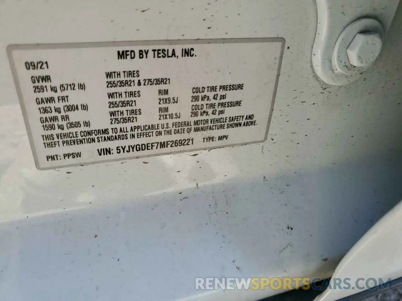 13 Photograph of a damaged car 5YJYGDEF7MF269221 TESLA MODEL Y 2021