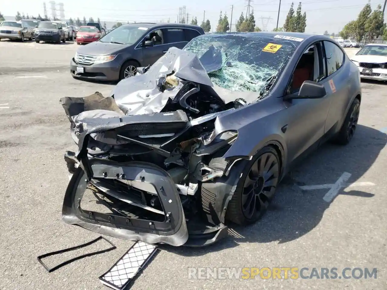 2 Photograph of a damaged car 5YJYGDEF8MF259300 TESLA MODEL Y 2021