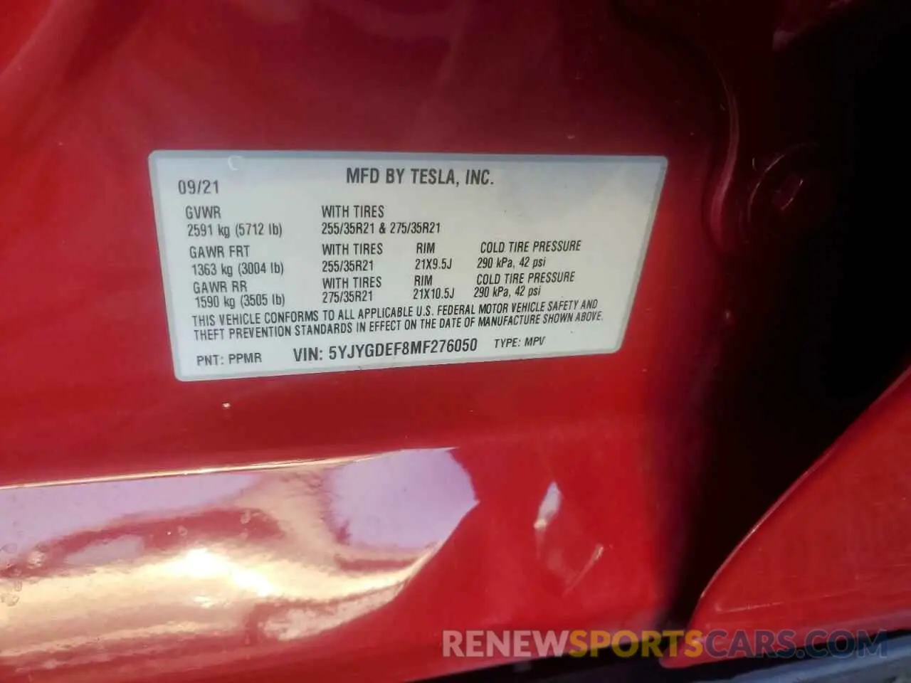 14 Photograph of a damaged car 5YJYGDEF8MF276050 TESLA MODEL Y 2021