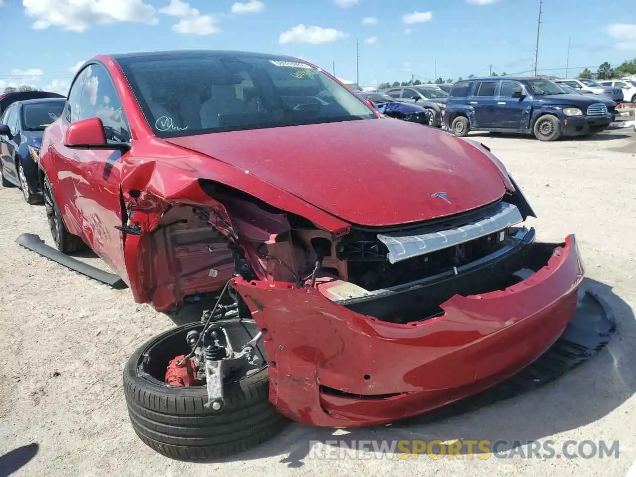 1 Photograph of a damaged car 5YJYGDEF9MF090100 TESLA MODEL Y 2021