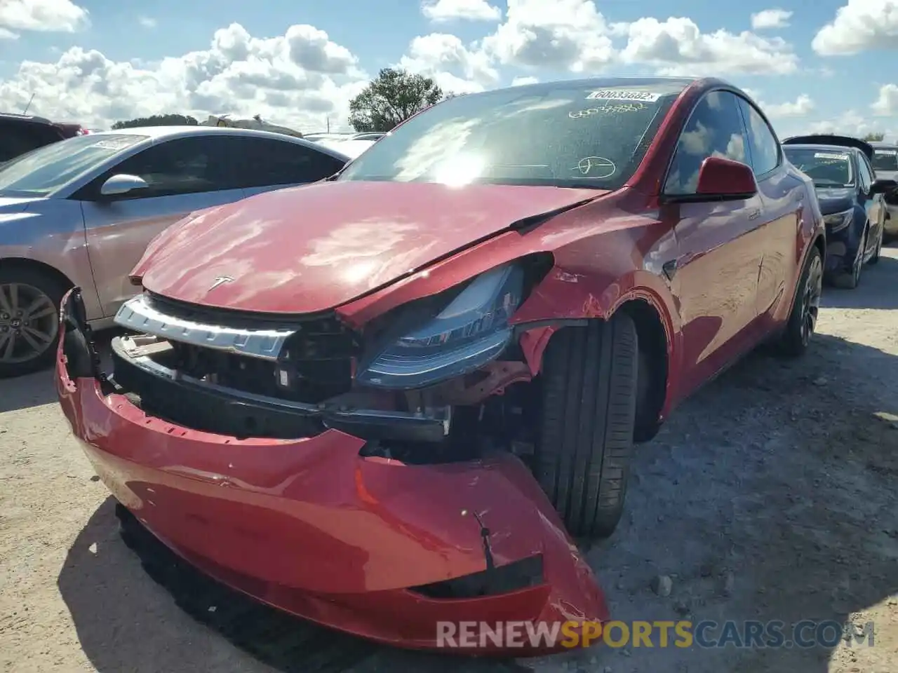 2 Photograph of a damaged car 5YJYGDEF9MF090100 TESLA MODEL Y 2021