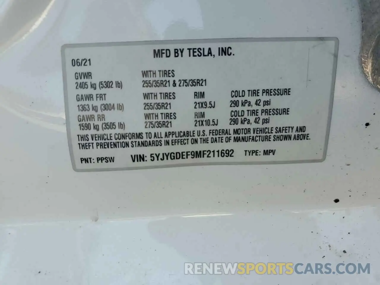 13 Photograph of a damaged car 5YJYGDEF9MF211692 TESLA MODEL Y 2021