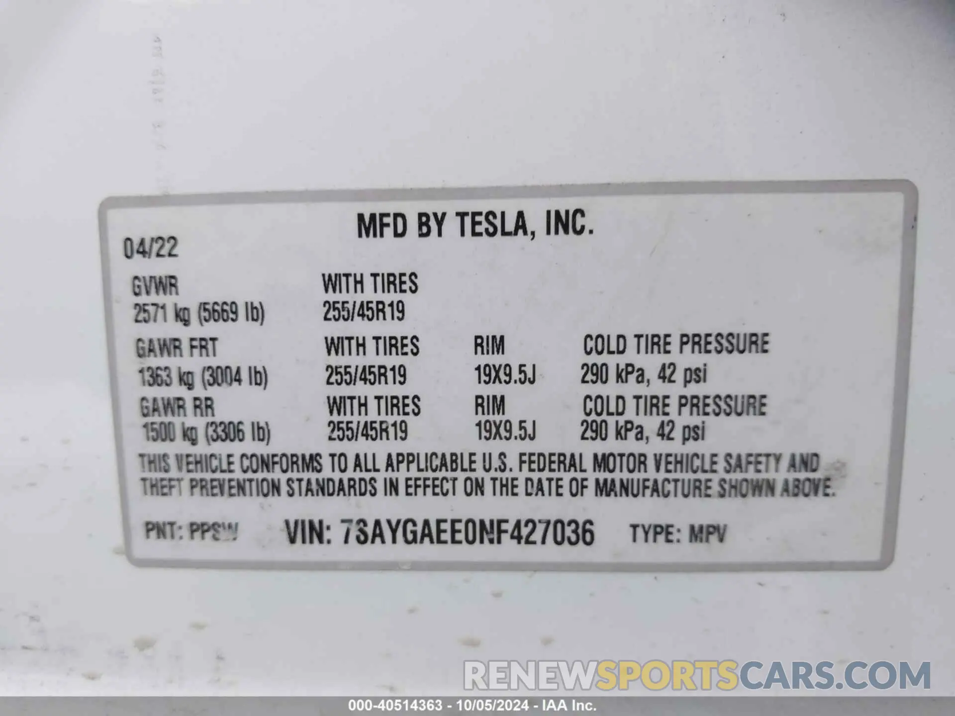 9 Photograph of a damaged car 7SAYGAEE0NF427036 TESLA MODEL Y 2022
