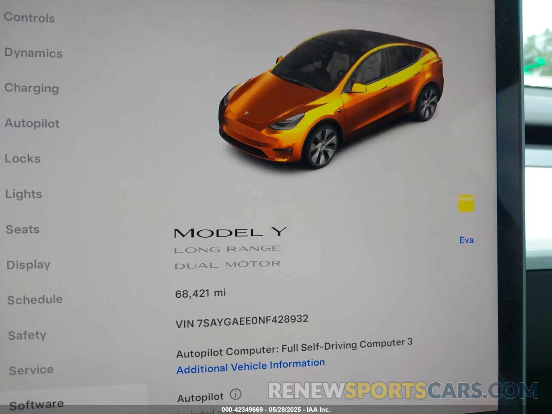 7 Photograph of a damaged car 7SAYGAEE0NF428932 TESLA MODEL Y 2022