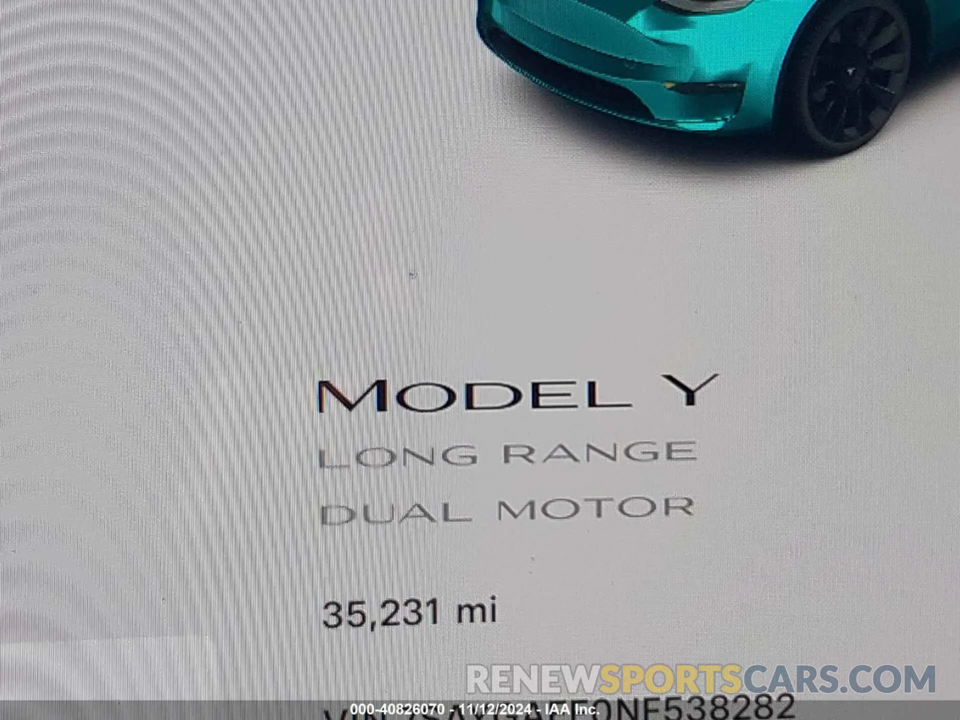 15 Photograph of a damaged car 7SAYGAEE0NF538282 TESLA MODEL Y 2022