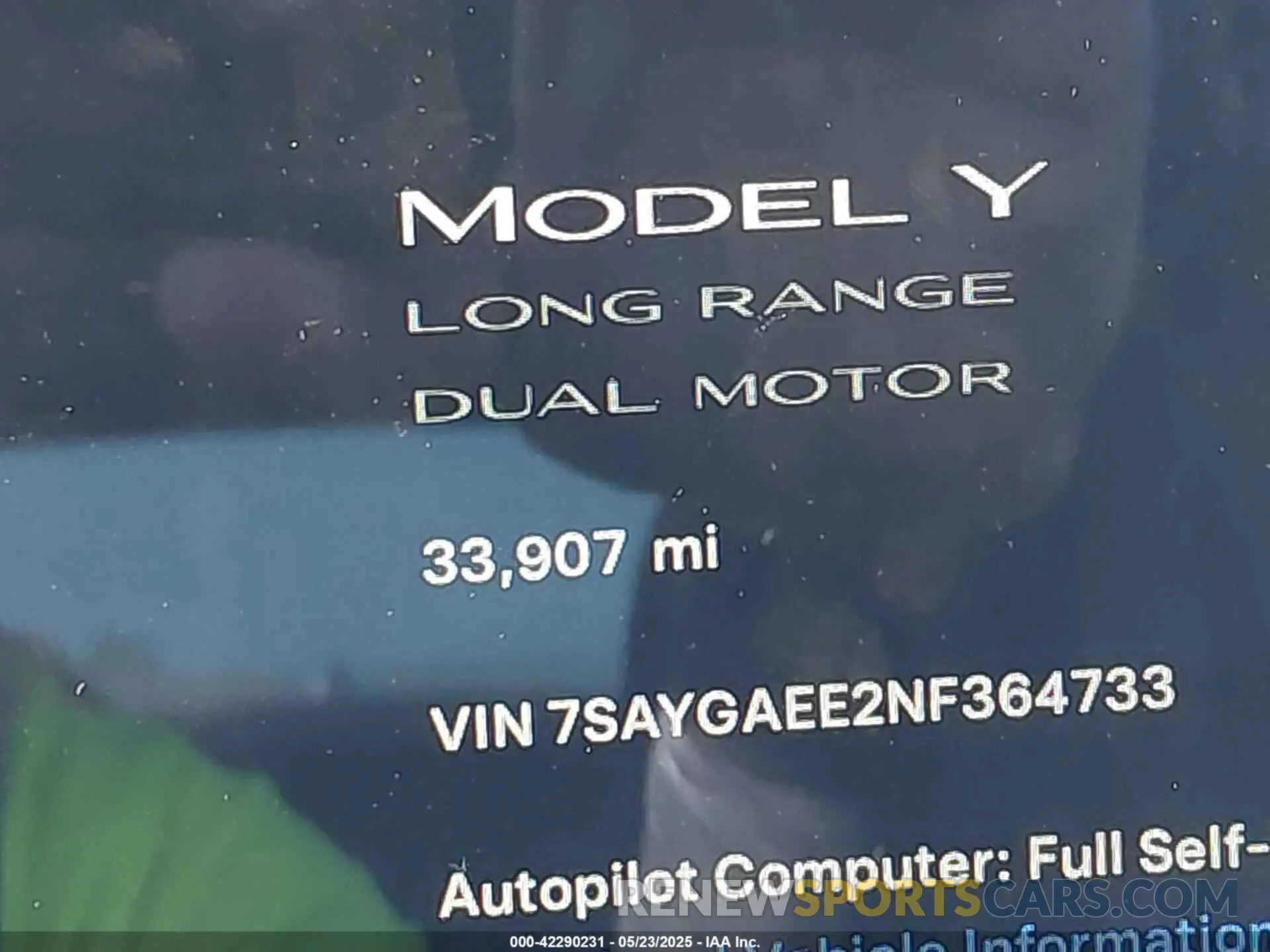 15 Photograph of a damaged car 7SAYGAEE2NF364733 TESLA MODEL Y 2022