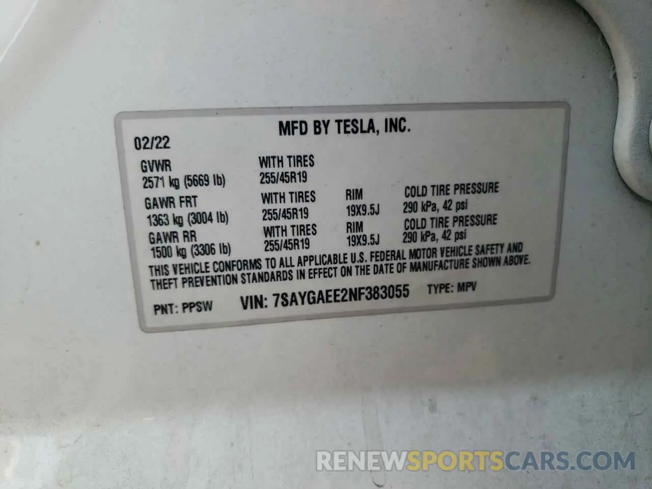 12 Photograph of a damaged car 7SAYGAEE2NF383055 TESLA MODEL Y 2022