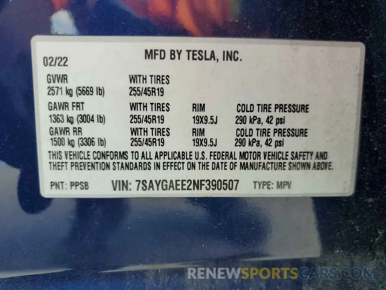 14 Photograph of a damaged car 7SAYGAEE2NF390507 TESLA MODEL Y 2022