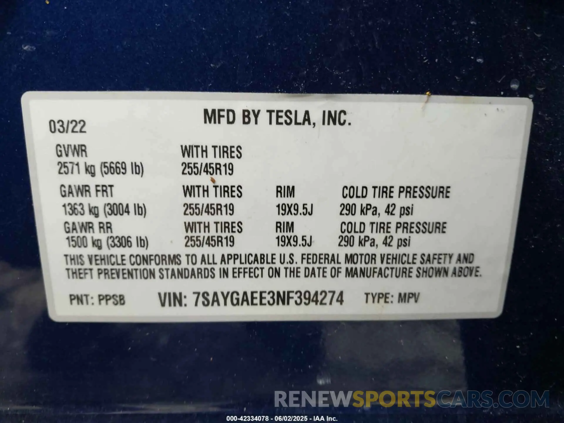 9 Photograph of a damaged car 7SAYGAEE3NF394274 TESLA MODEL Y 2022