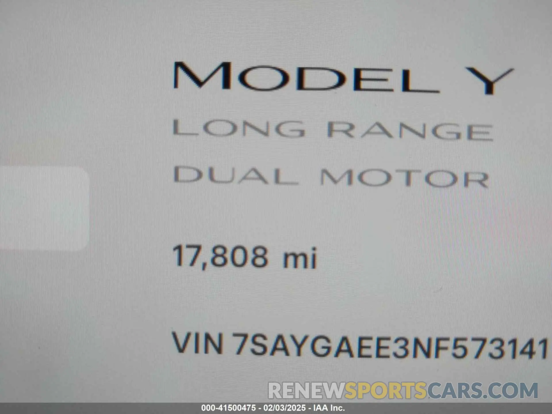 16 Photograph of a damaged car 7SAYGAEE3NF573141 TESLA MODEL Y 2022