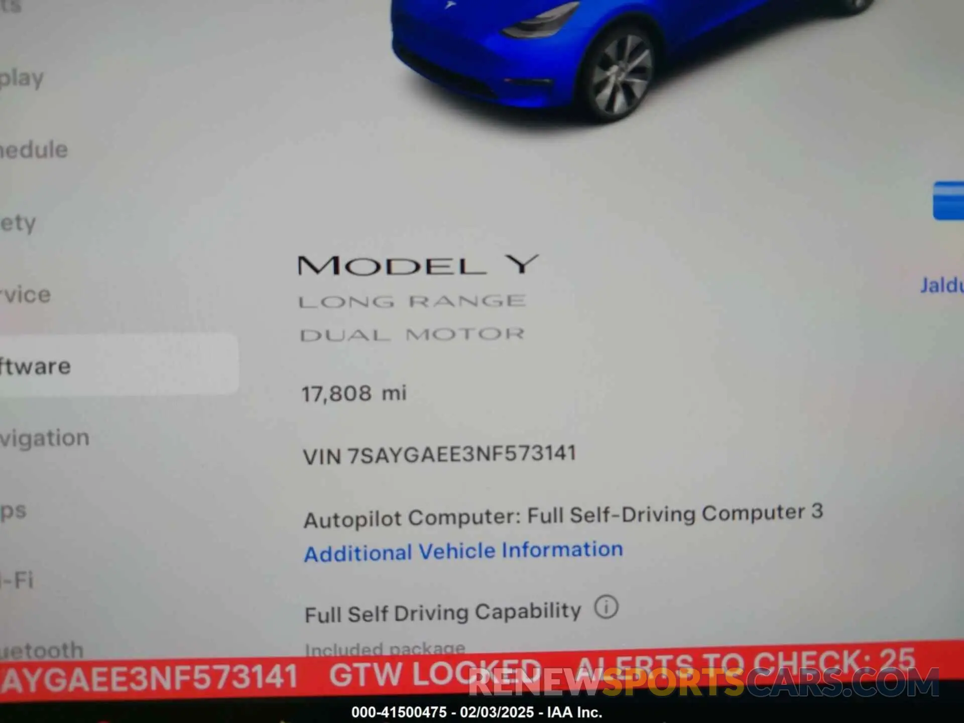 7 Photograph of a damaged car 7SAYGAEE3NF573141 TESLA MODEL Y 2022