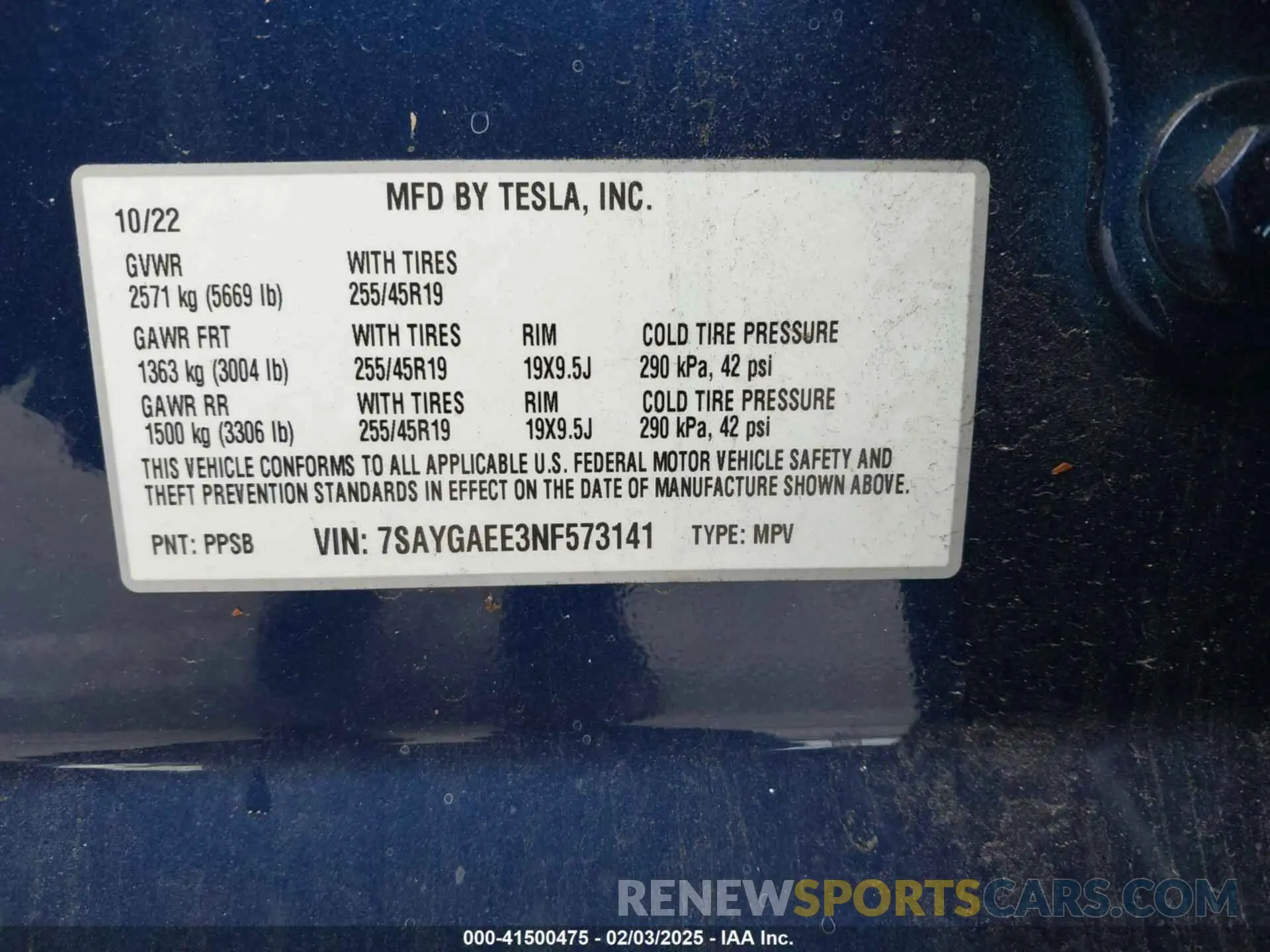 9 Photograph of a damaged car 7SAYGAEE3NF573141 TESLA MODEL Y 2022
