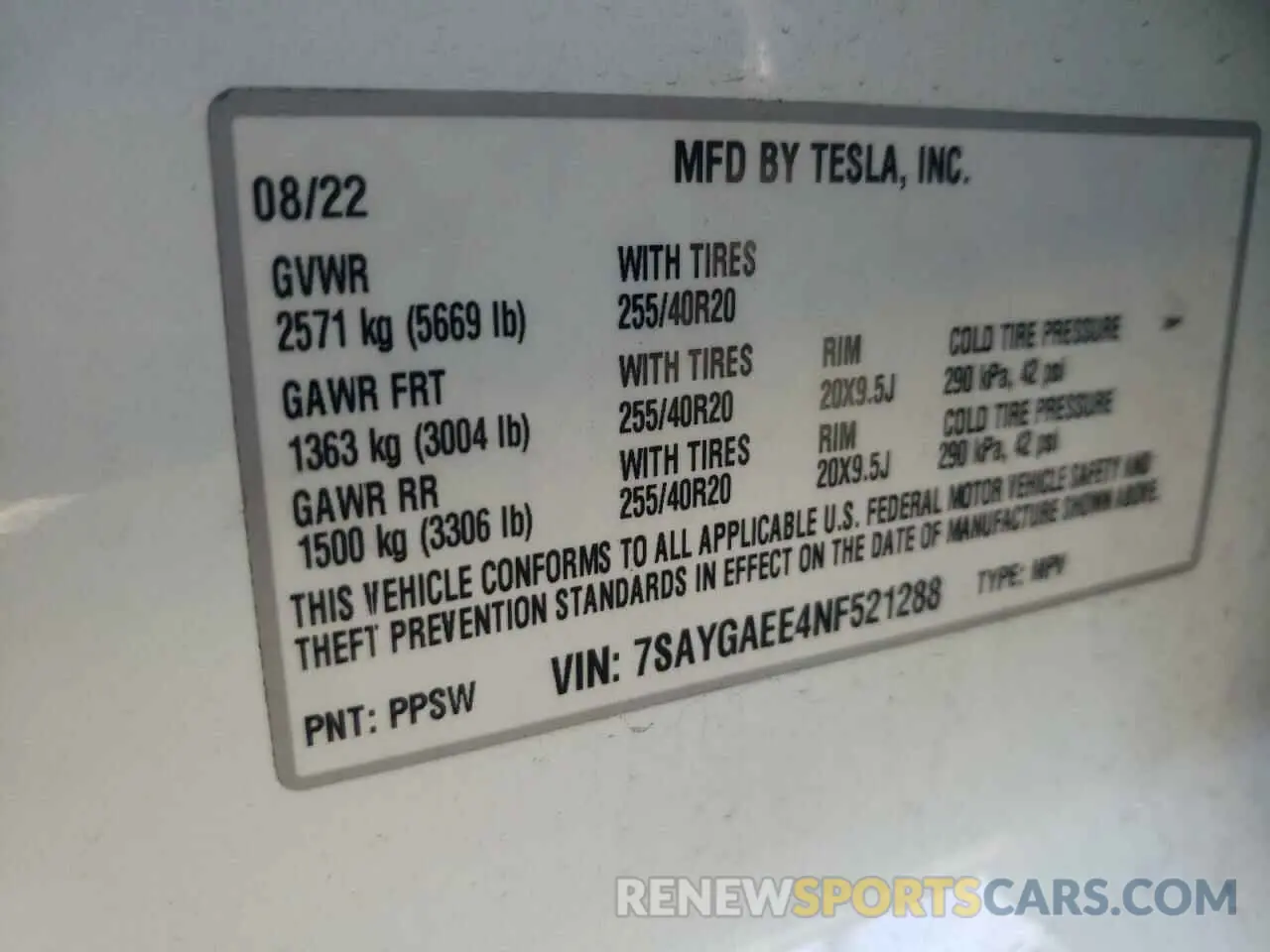 13 Photograph of a damaged car 7SAYGAEE4NF521288 TESLA MODEL Y 2022