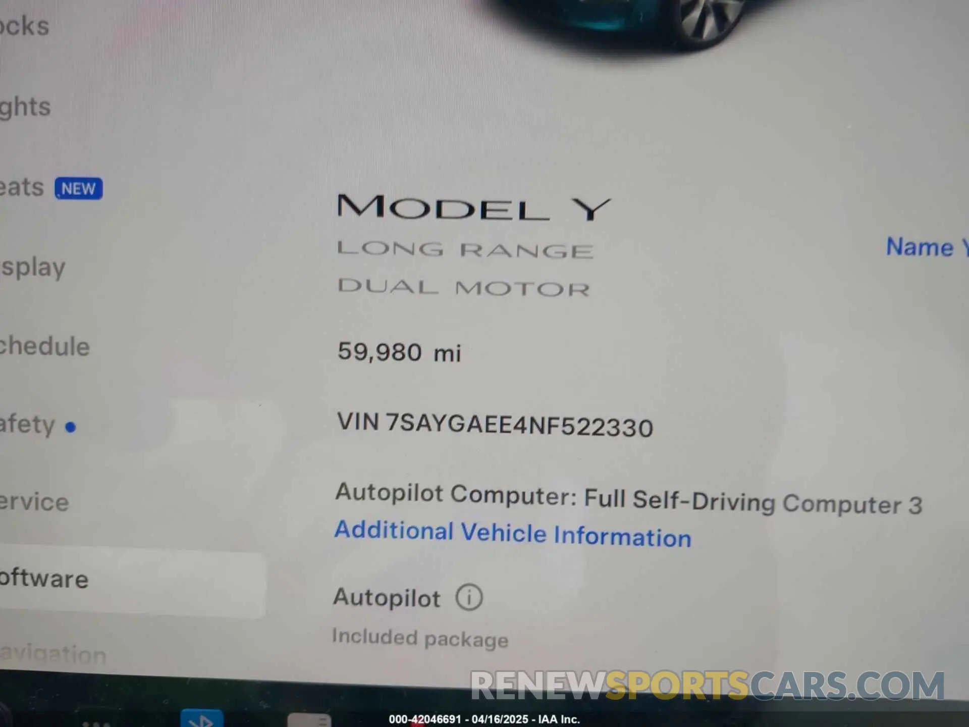 7 Photograph of a damaged car 7SAYGAEE4NF522330 TESLA MODEL Y 2022