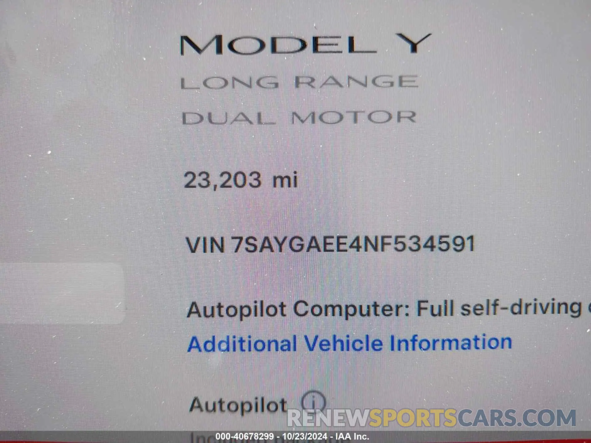 16 Photograph of a damaged car 7SAYGAEE4NF534591 TESLA MODEL Y 2022