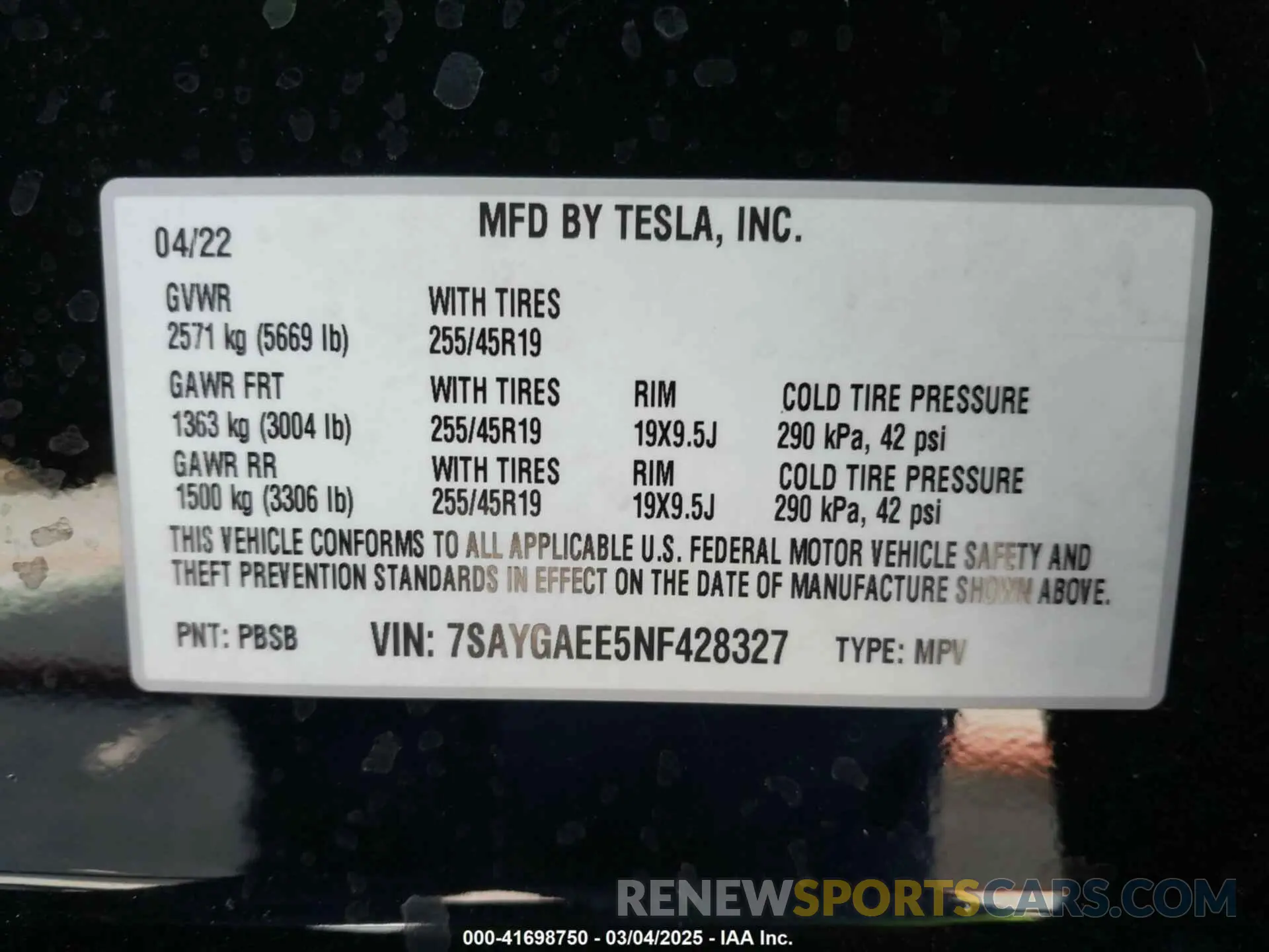 9 Photograph of a damaged car 7SAYGAEE5NF428327 TESLA MODEL Y 2022