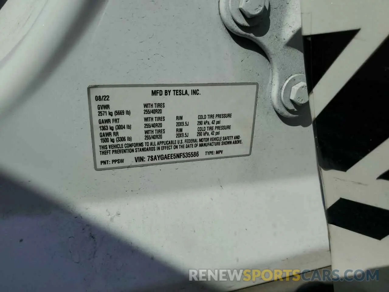 13 Photograph of a damaged car 7SAYGAEE5NF535586 TESLA MODEL Y 2022
