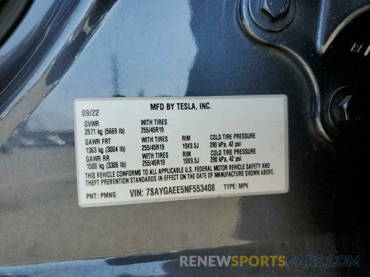 13 Photograph of a damaged car 7SAYGAEE5NF553408 TESLA MODEL Y 2022