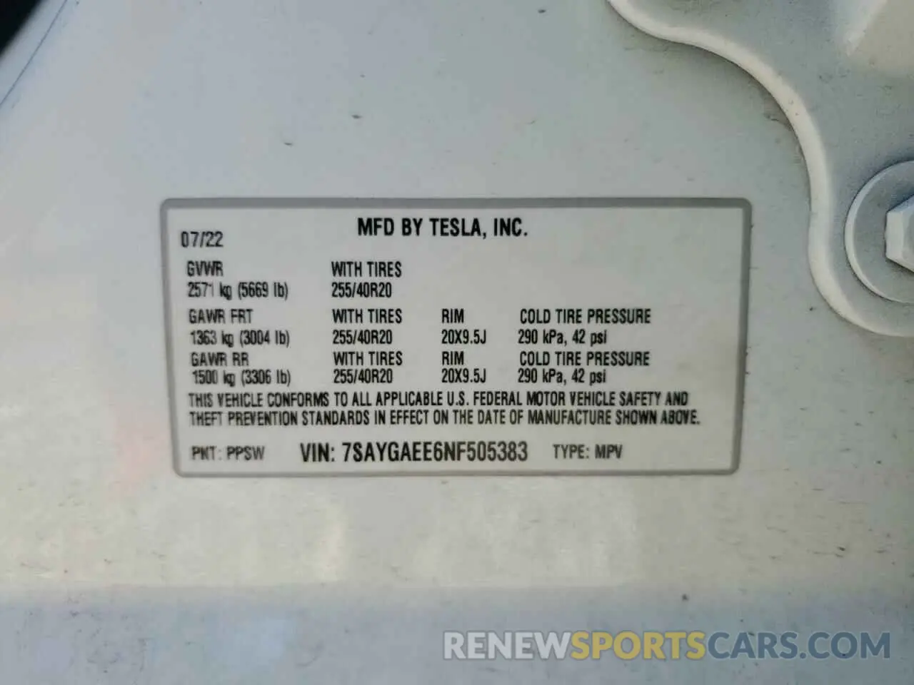 13 Photograph of a damaged car 7SAYGAEE6NF505383 TESLA MODEL Y 2022
