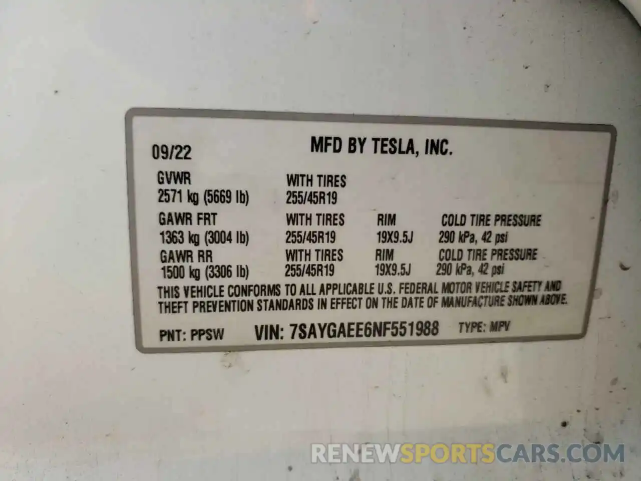 13 Photograph of a damaged car 7SAYGAEE6NF551988 TESLA MODEL Y 2022