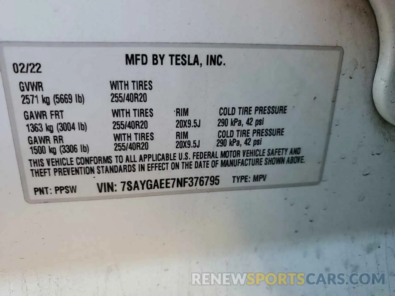 13 Photograph of a damaged car 7SAYGAEE7NF376795 TESLA MODEL Y 2022