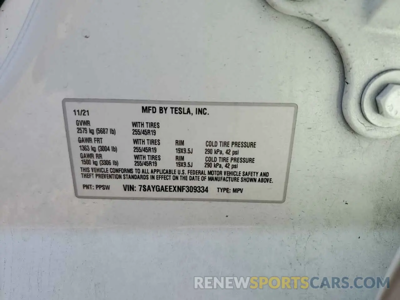 12 Photograph of a damaged car 7SAYGAEEXNF309334 TESLA MODEL Y 2022