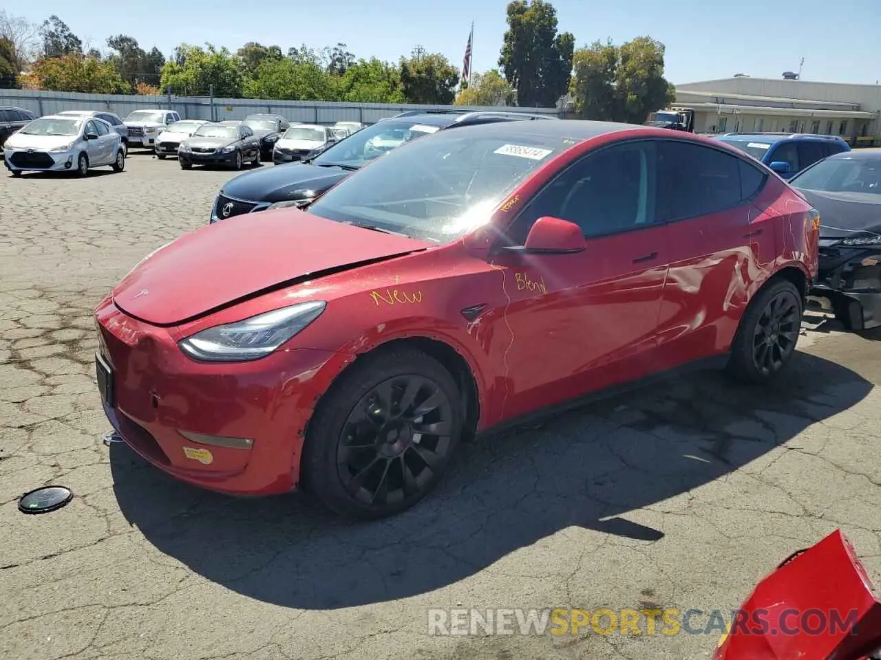 1 Photograph of a damaged car 7SAYGAEEXNF343208 TESLA MODEL Y 2022