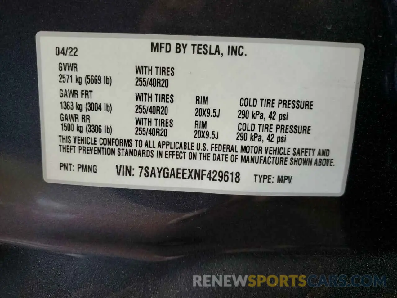 13 Photograph of a damaged car 7SAYGAEEXNF429618 TESLA MODEL Y 2022