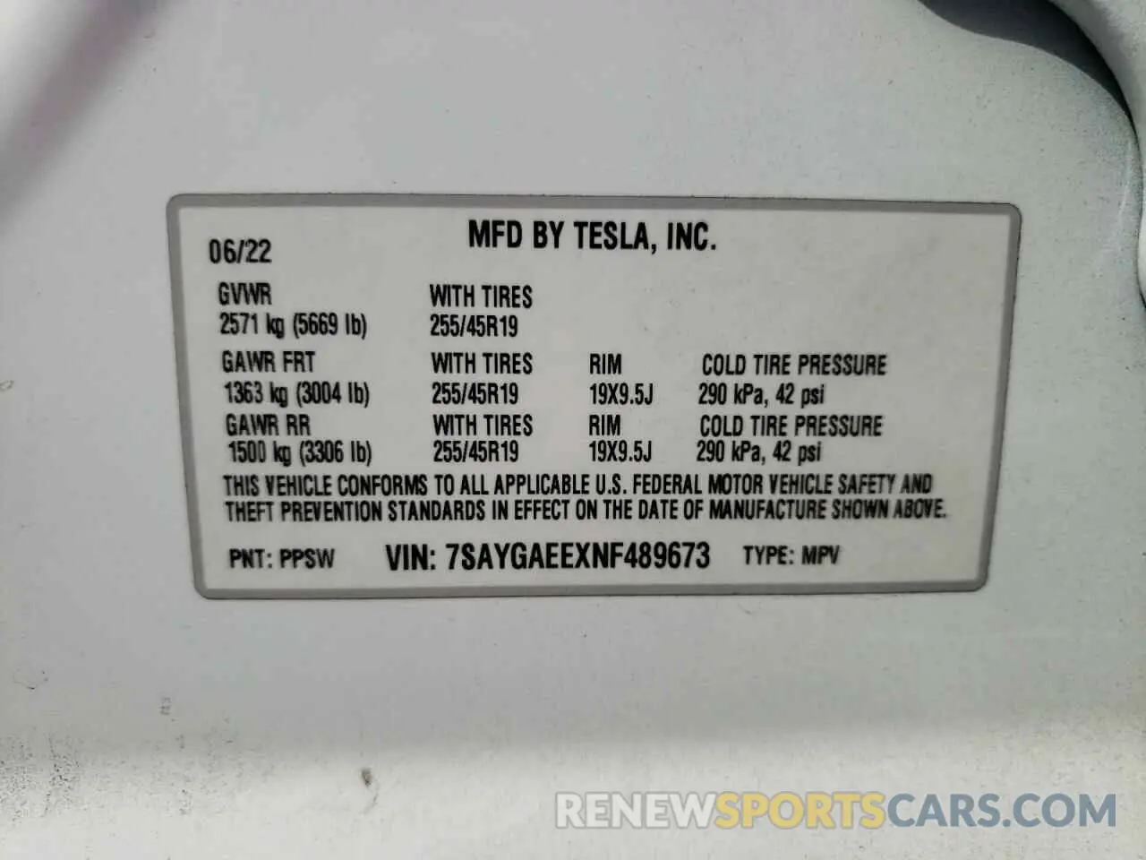 13 Photograph of a damaged car 7SAYGAEEXNF489673 TESLA MODEL Y 2022